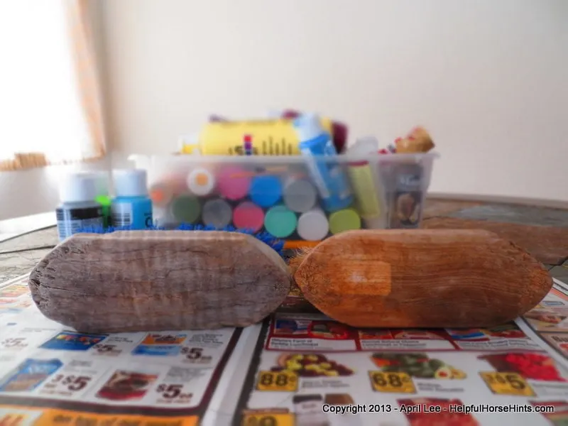 horse grooming brushes ready to be painted with acrylic paint in the background