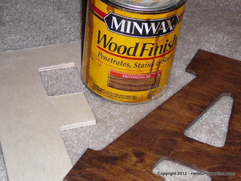 staining wood for diy horse stall sign