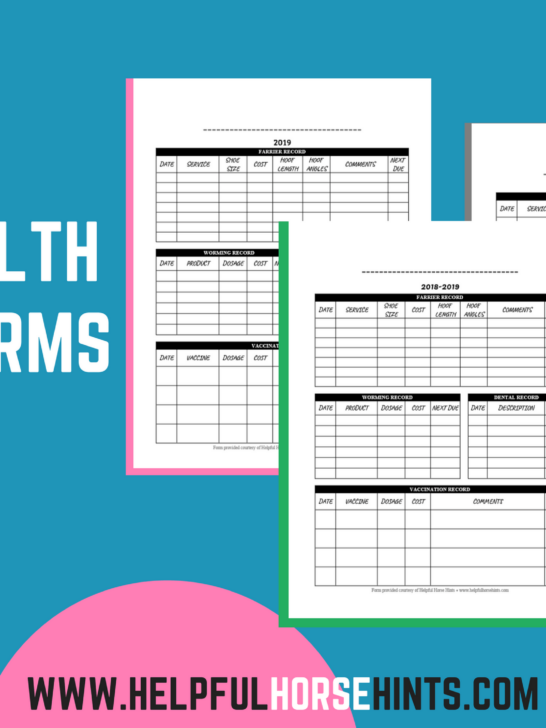 Horse Health Record Forms - Free Printables