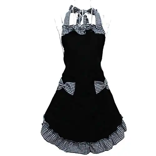 Retro Vintage Kitchen Apron with Pockets