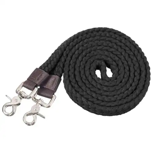 Tough 1 Pro Flat Cotton Roping Reins - Black