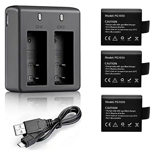 VVHOOY 3 x 1050mAh Rechargeable Action Camera Battery