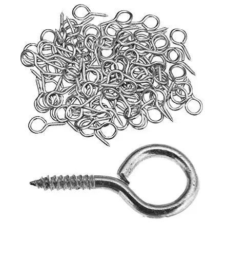 100x 12mm (1/2”) Zinc-Plated Eye Hook Screws