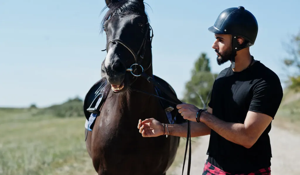 Arab man with arabian horse