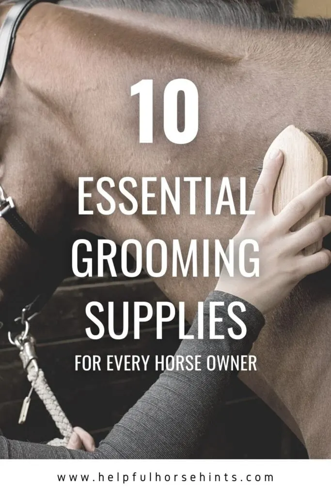 Pinterest pin - 10 Essential Grooming Supplies for Every Horse Owner