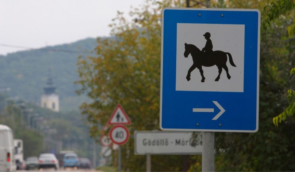 Horse riding road sign