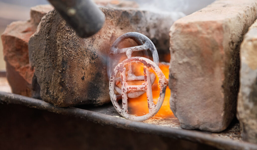 Livestock brand stamp in the fire
