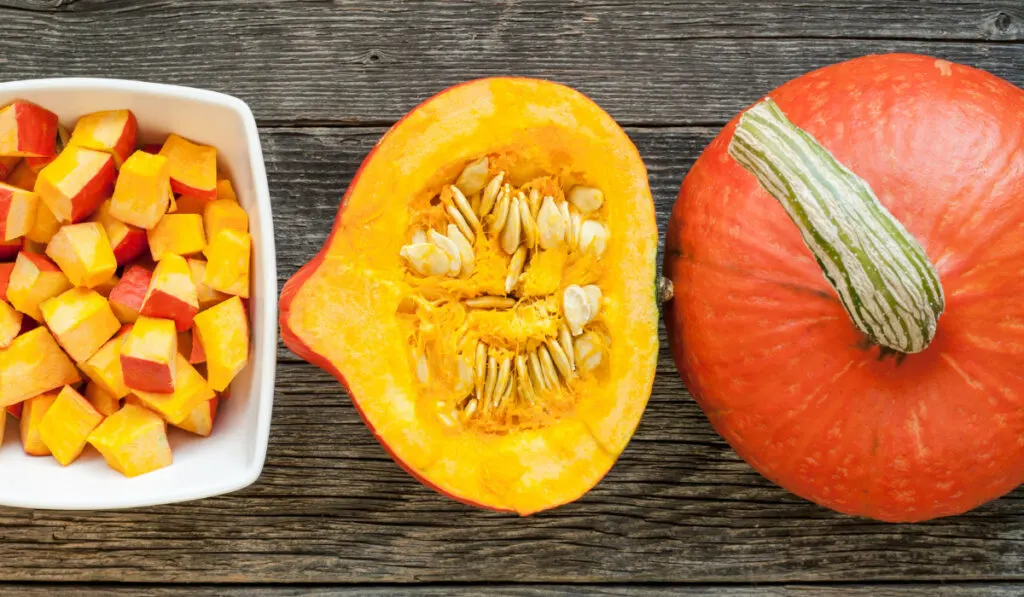 Sliced hokkaido pumpkin