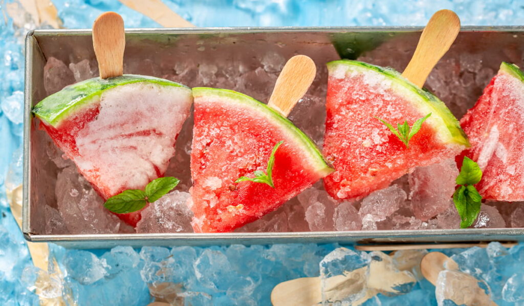 Slices of frozen watermelon 