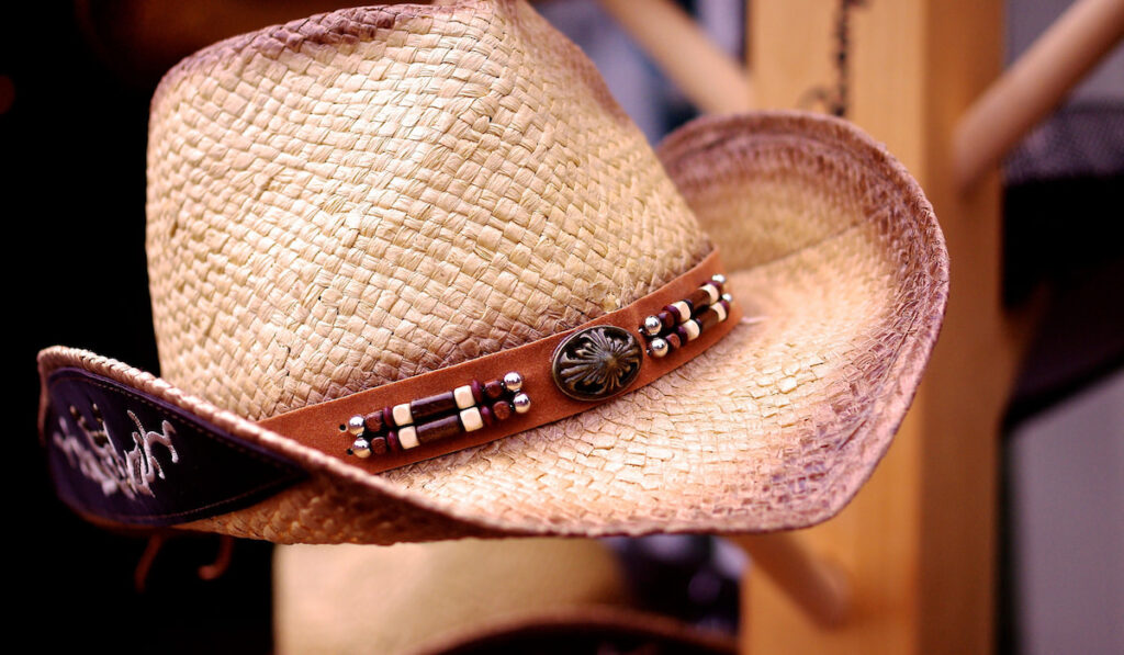 Straw cowboy hat on display 