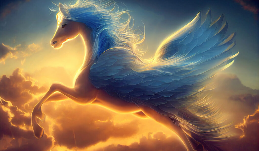 a beautiful artwork of a pegasus