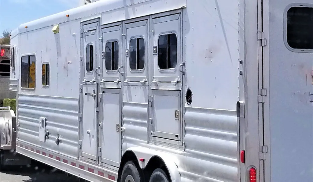angled view of horse trailer