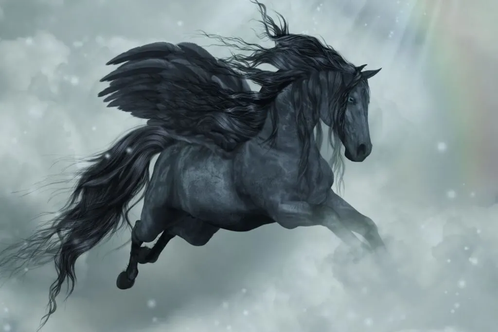 Black Pegasus horse 
