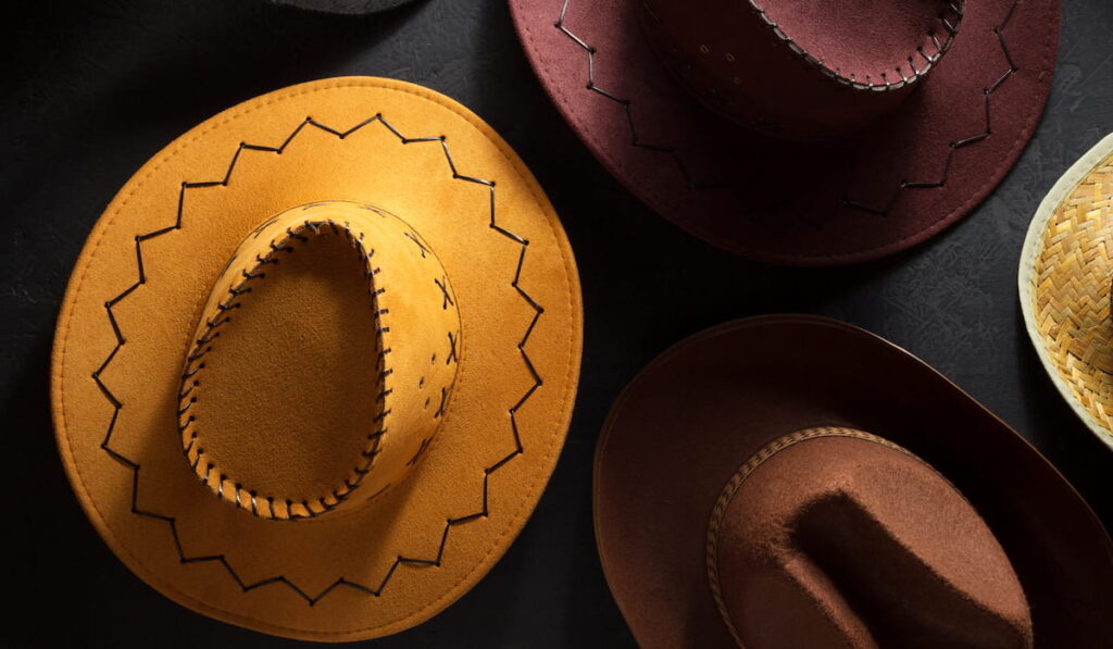 cowboy hat on black background