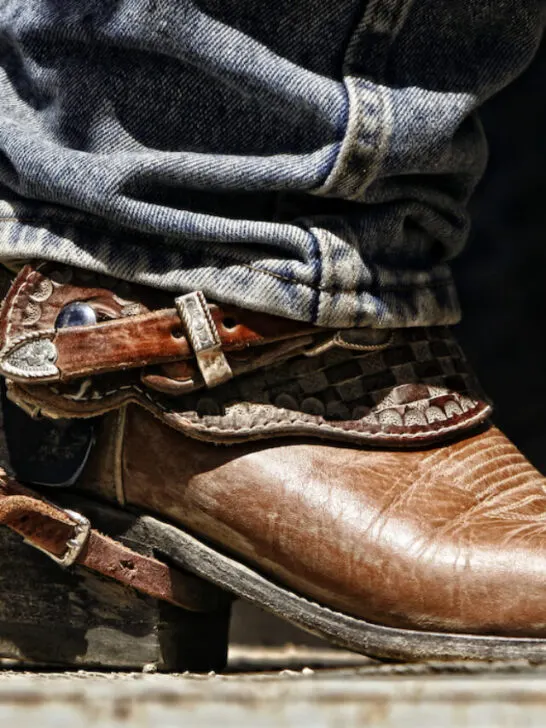 closeup of a cowboy boot and jeans