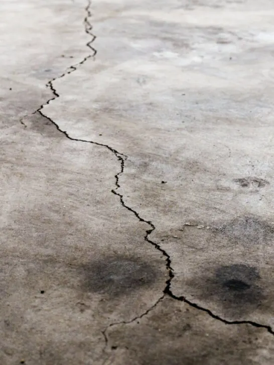 cracked garage floor from an earthquake