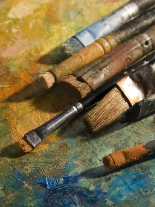 paint brushes on a palette