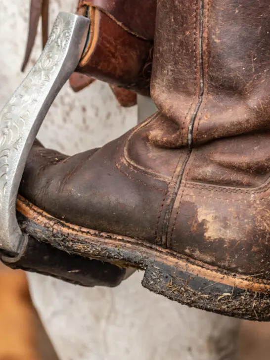 soaked cowboy boot closeup