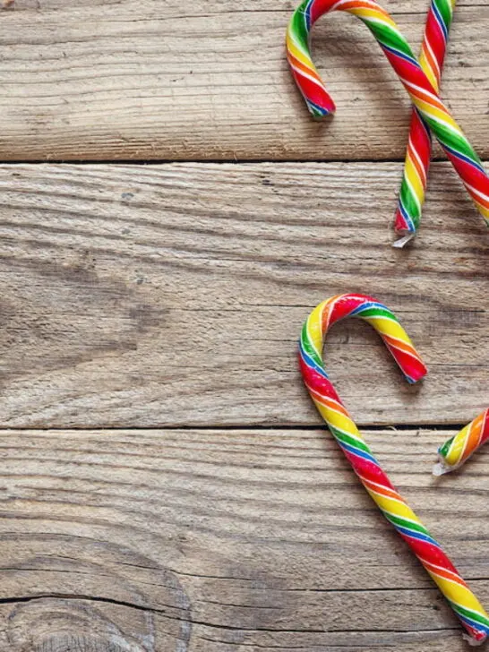 wrapped colored candy canes