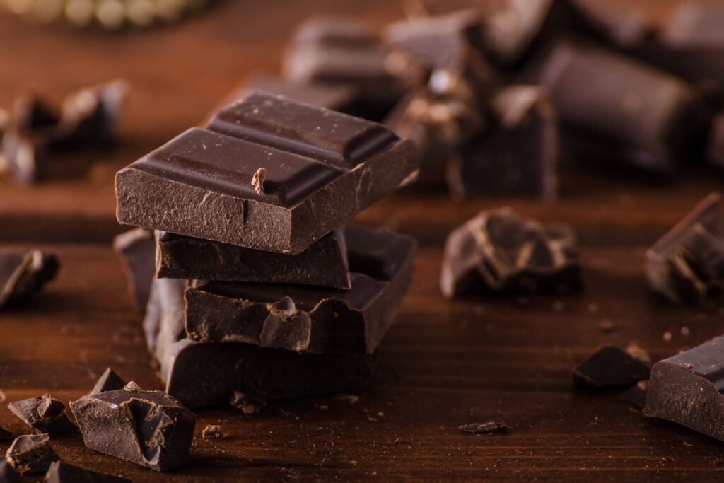 dark chocolate chunk on the table 