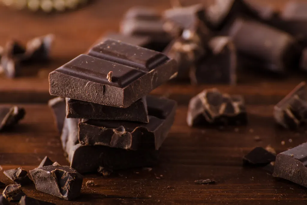 dark chocolate chunk on the table 