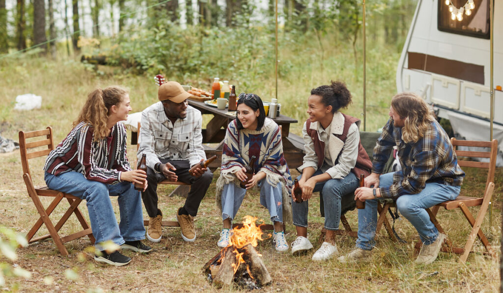 friends camping together