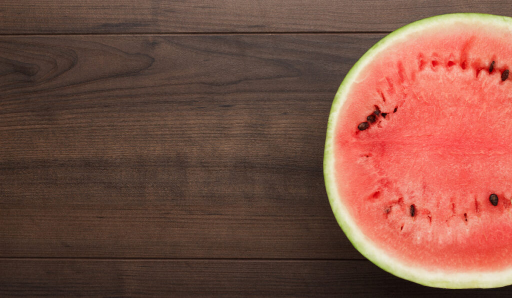 half watermelon on a table