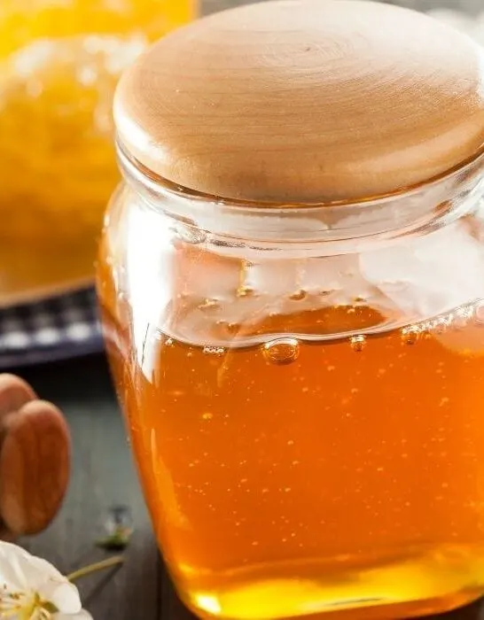 honey in a closed glass jar