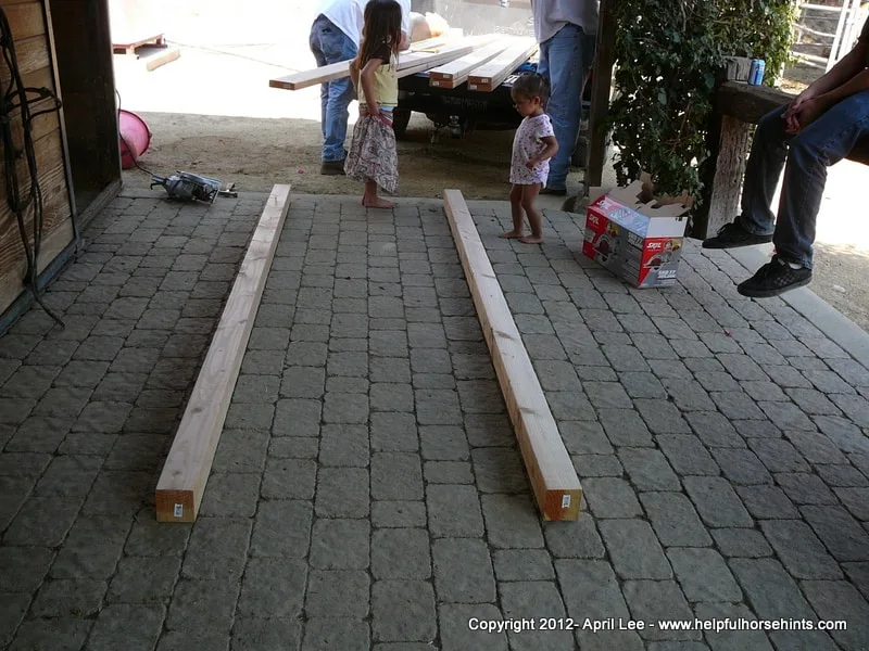 Laying out 4x4 wood for DIY horse bridge