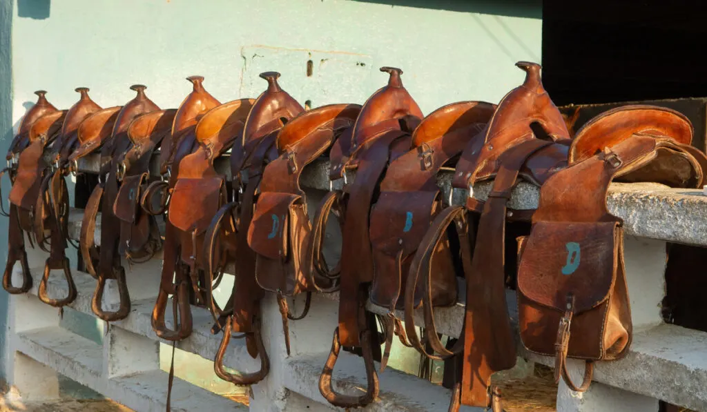 leather western trail saddles with saddle bags