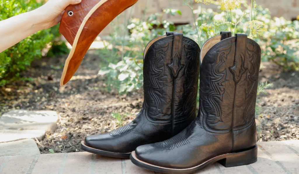 pair of cowboy-style men leather boots