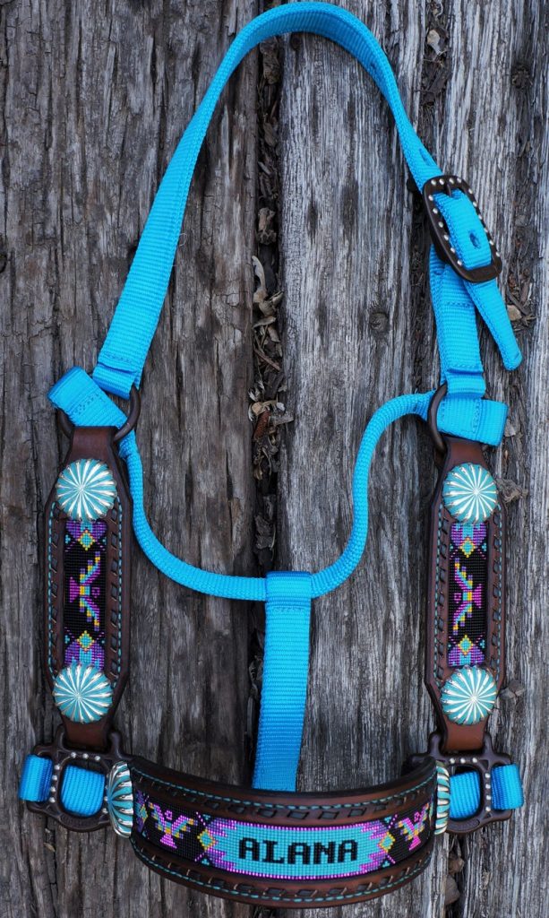 Etsy - Blue breaded horse halters