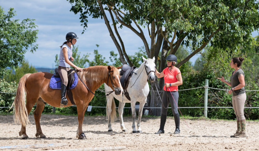 riding girl and horse 