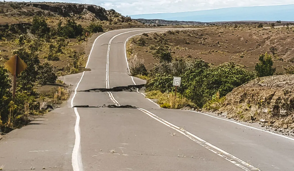 road damage from earthquake