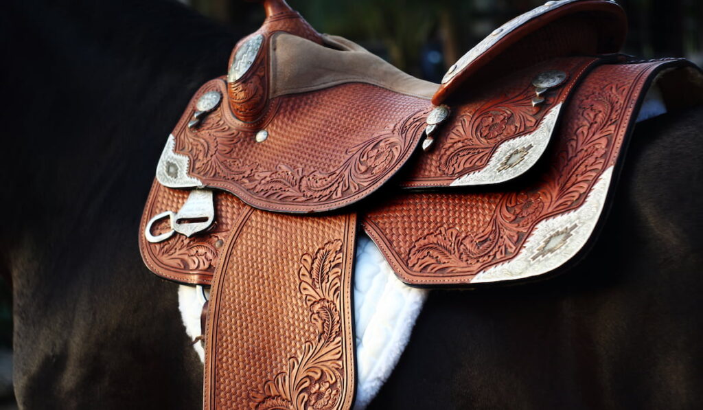 Beautiful western leather saddle for riding,